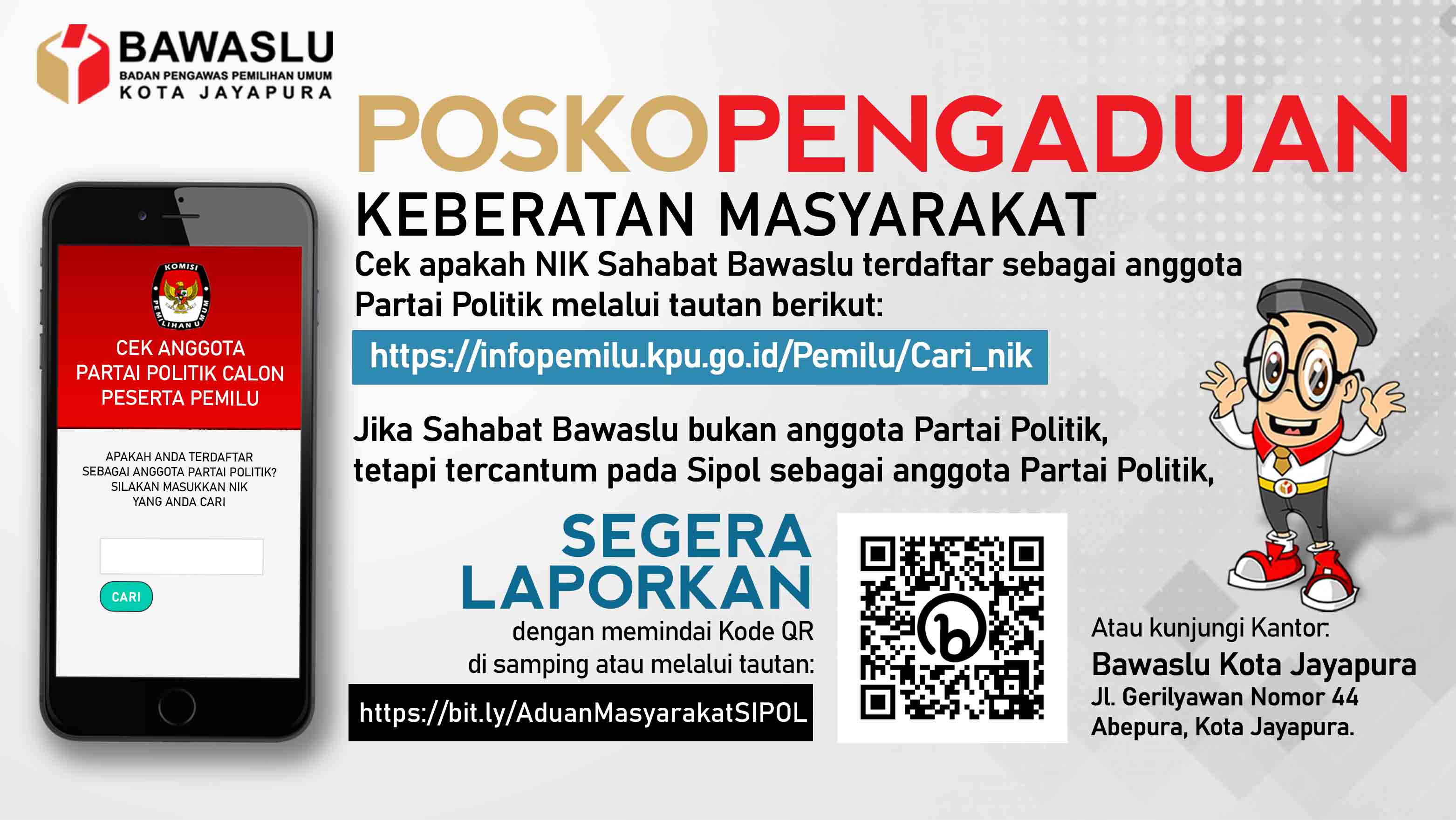 Pencatutan NIK Dalam Sipol, Bawaslu Kota Jayapura Buka Posko Pengaduan Masyarakat